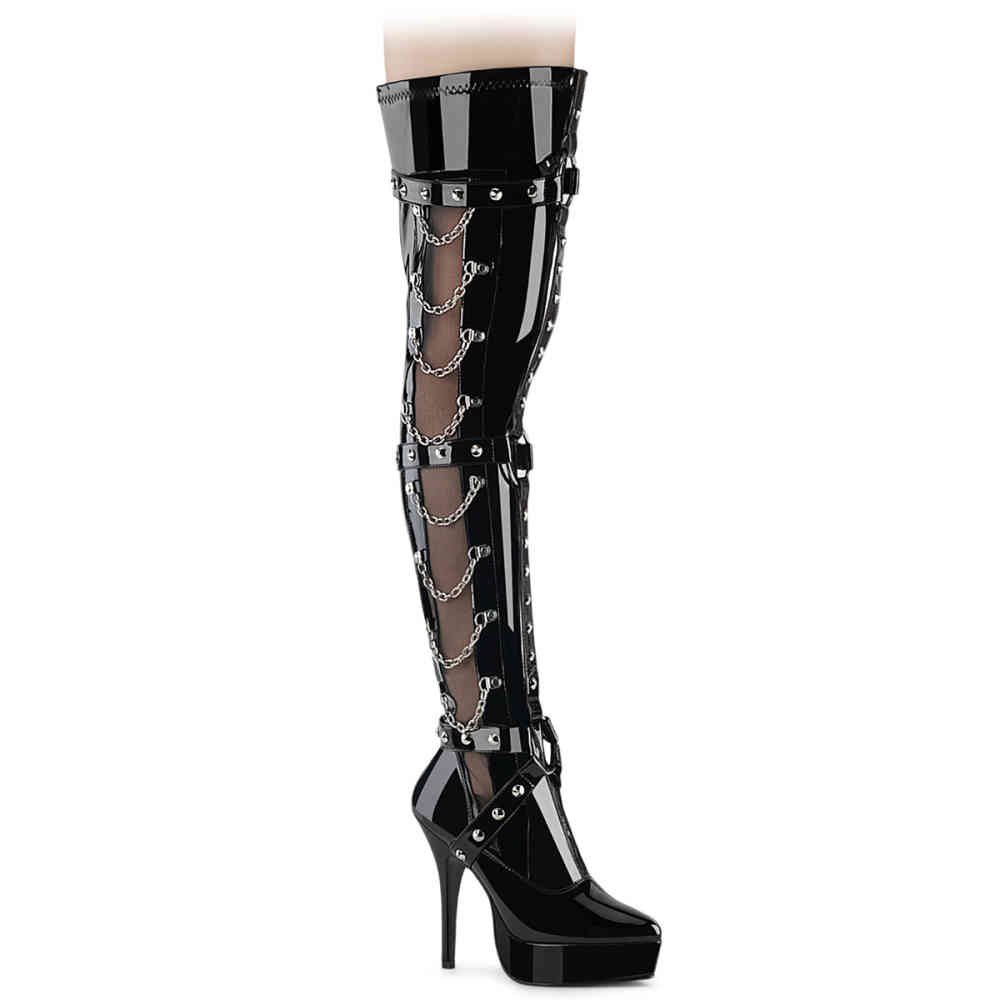 Devious - INDULGE-3026 Overknee Laarzen - Zwart